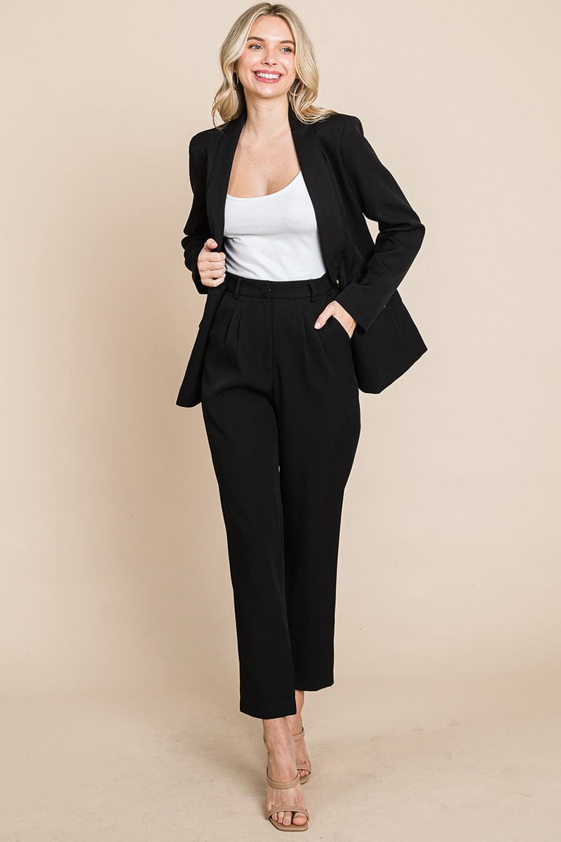 Single Breasted Blazer & High Waisted Pants Set