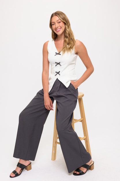 Sleeveless Top & Wide-Leg Trousers 2 Piece Sets