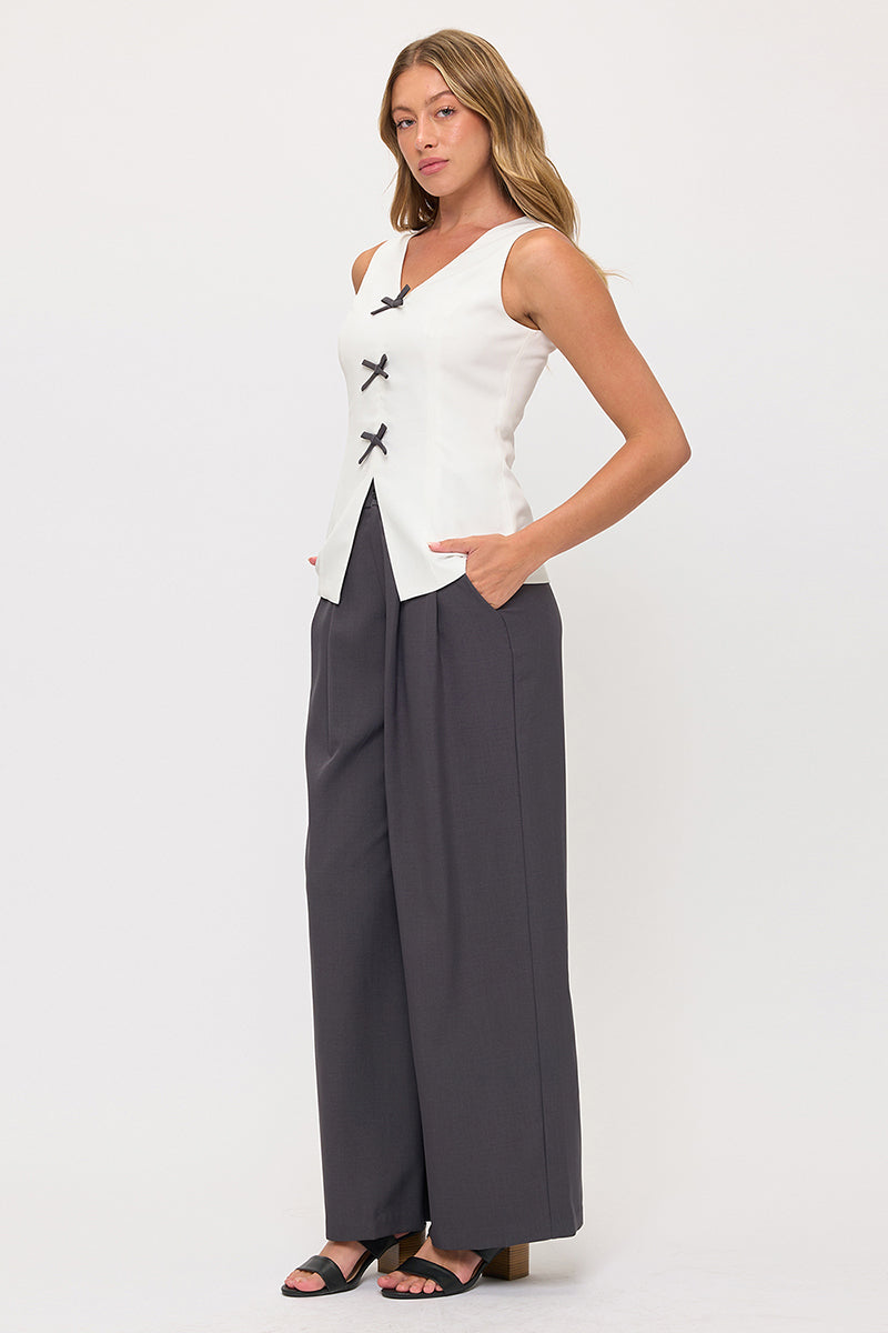 Sleeveless Top & Wide-Leg Trousers 2 Piece Sets
