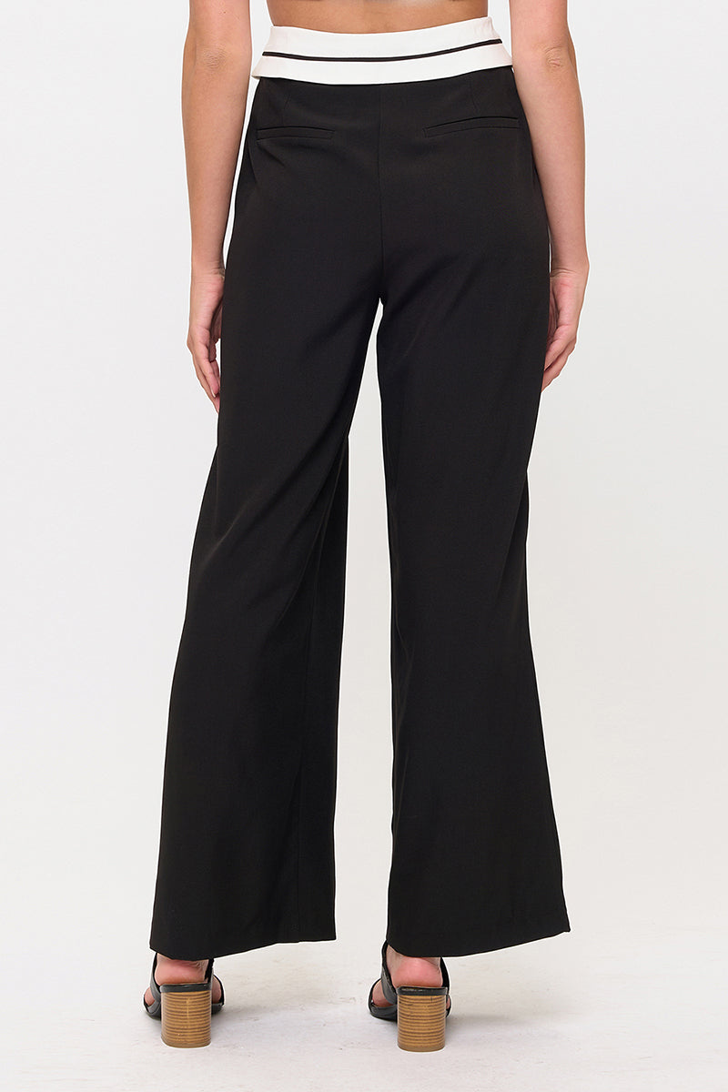 Tux Detail High Waist Wide-Leg Trousers Pants