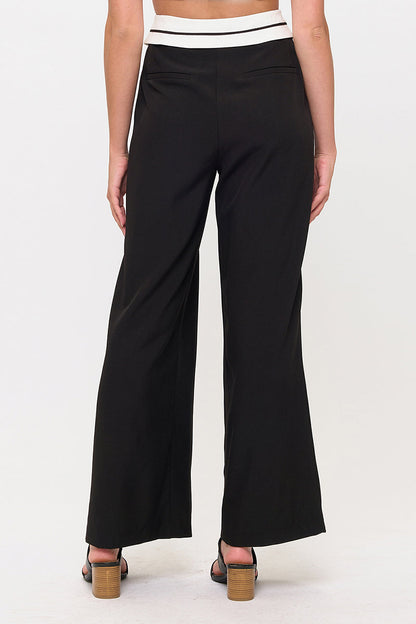 Tux Detail High Waist Wide-Leg Trousers Pants