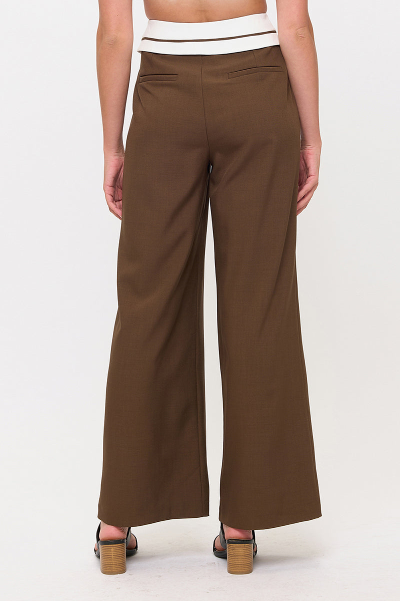 Tux Detail High Waist Wide-Leg Trousers Pants