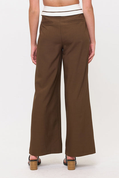 Tux Detail High Waist Wide-Leg Trousers Pants