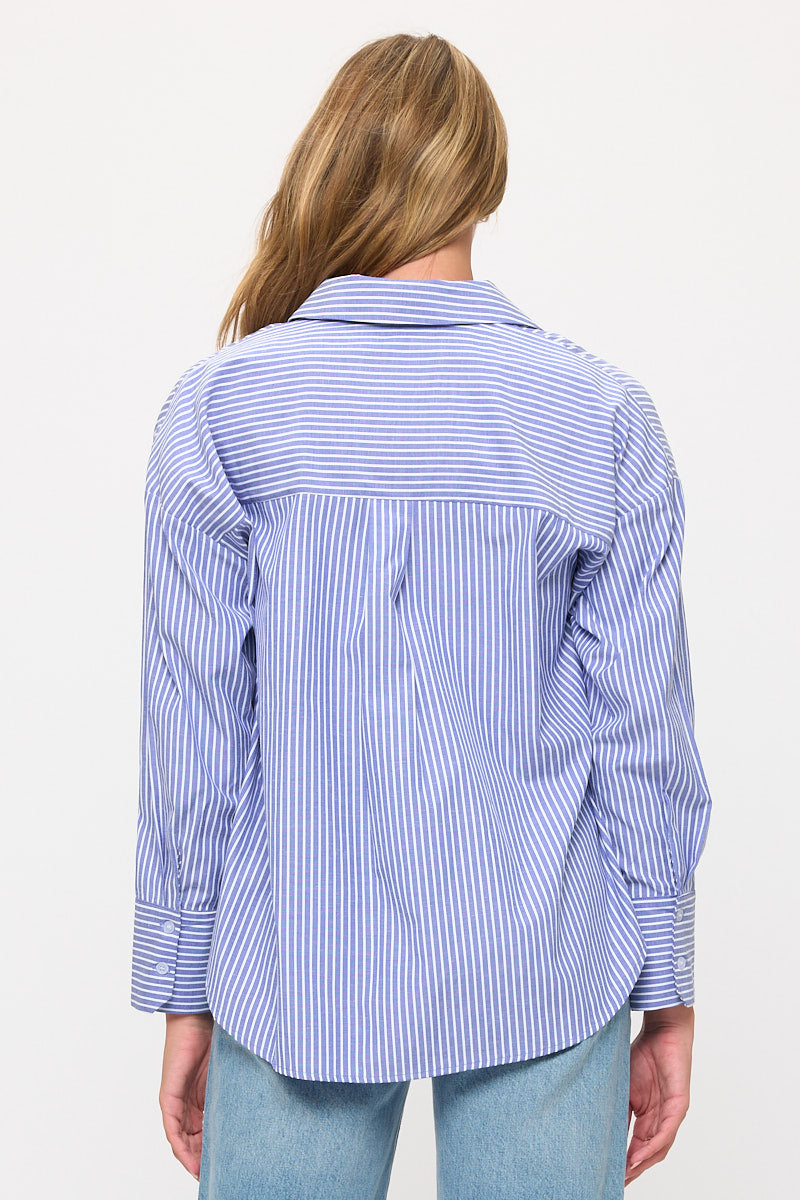 Relaxed Striped Button-Down Shirt Blouse
