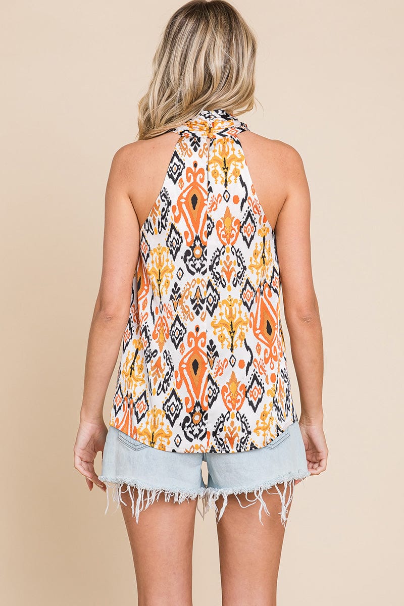 Twisted Halter Neck Printed Top