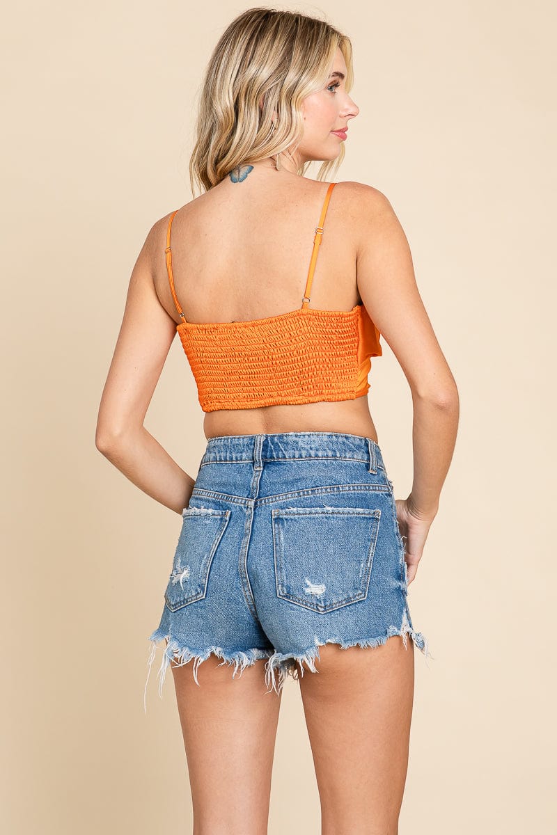 Satin Cowl Neck Cropped Strappy Cami Tube Top