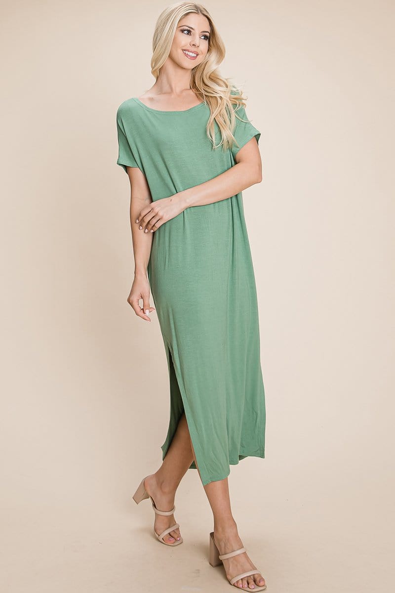 Side Split Maxi Tee Dress