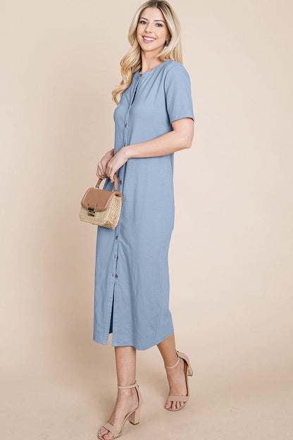 Everyday Button up Cotton Midi Shirt Dress