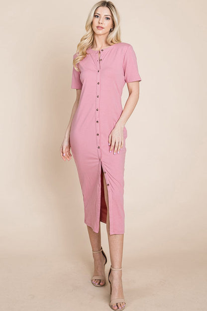 Everyday Button up Cotton Midi Shirt Dress