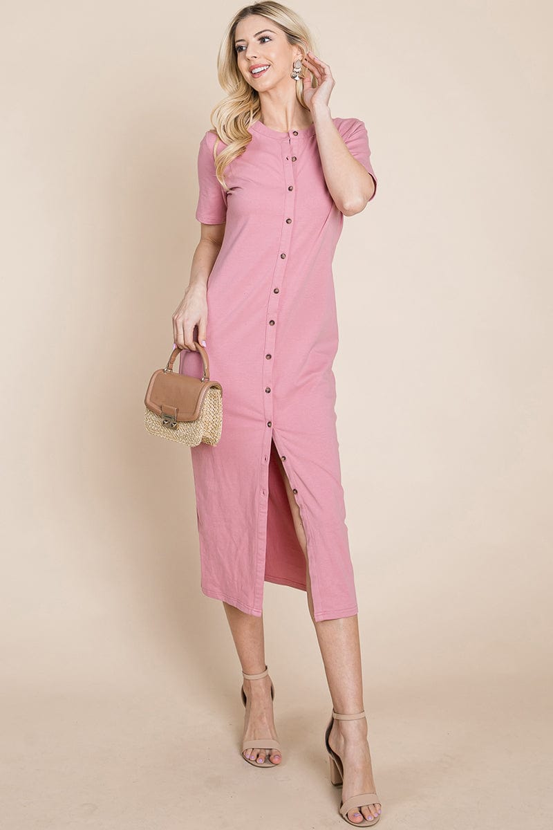 Everyday Button up Cotton Midi Shirt Dress