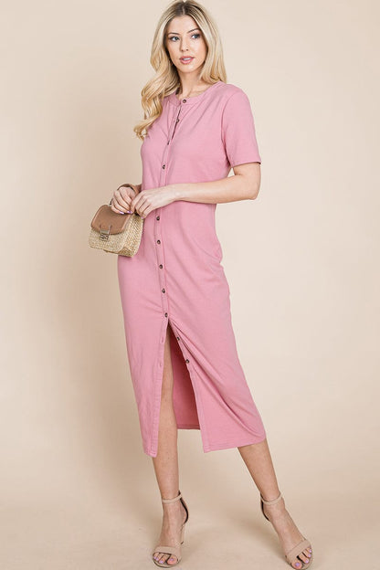 Everyday Button up Cotton Midi Shirt Dress