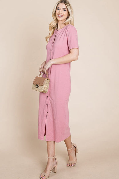Everyday Button up Cotton Midi Shirt Dress