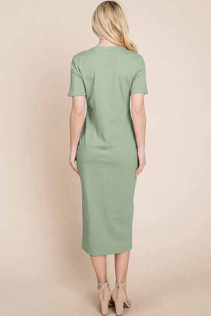 Everyday Button up Cotton Midi Shirt Dress