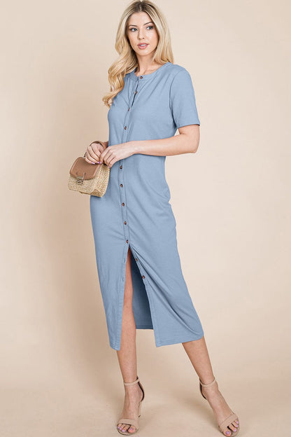 Everyday Button up Cotton Midi Shirt Dress