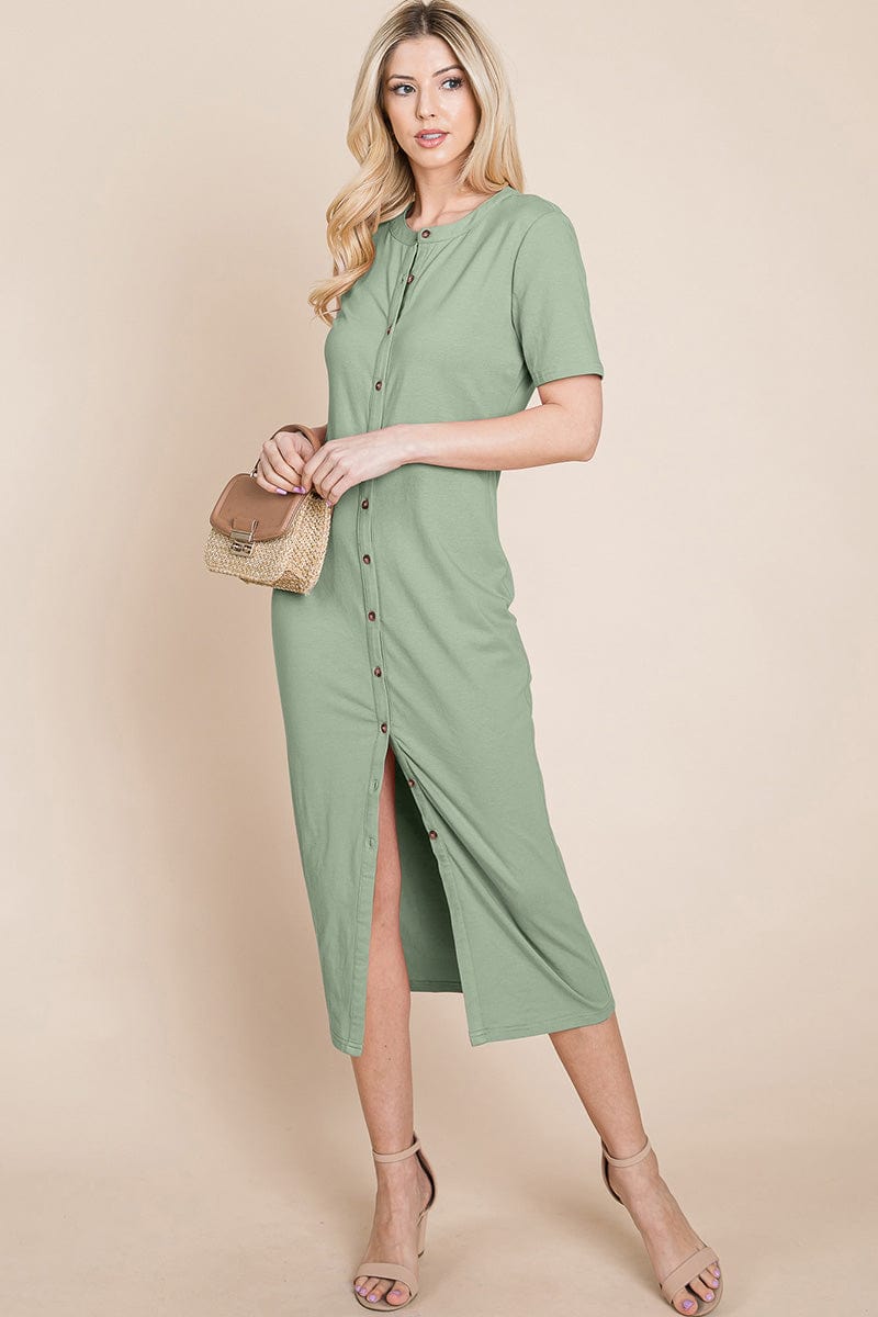 Everyday Button up Cotton Midi Shirt Dress