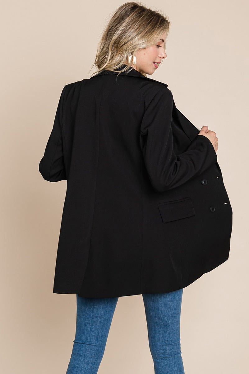 Collar Long Double Breasted Blazer Jacket