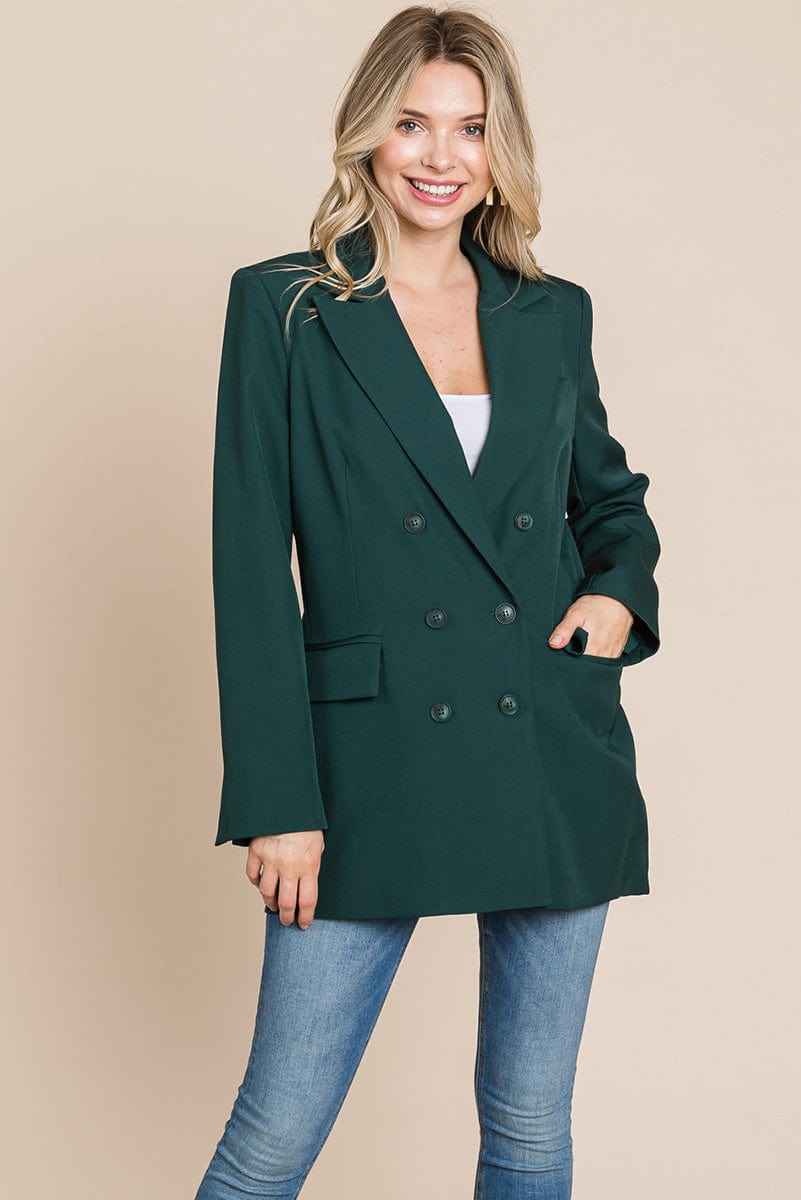 Collar Long Double Breasted Blazer Jacket