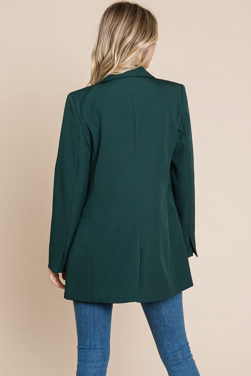 Collar Long Double Breasted Blazer Jacket