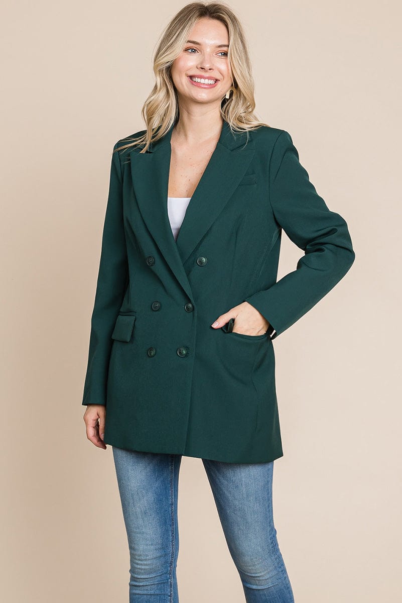 Collar Long Double Breasted Blazer Jacket