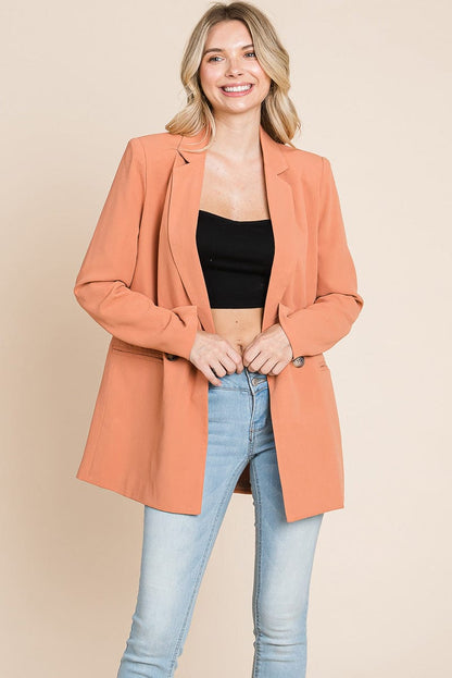 Long Double Breasted Lapel Collar Blazers
