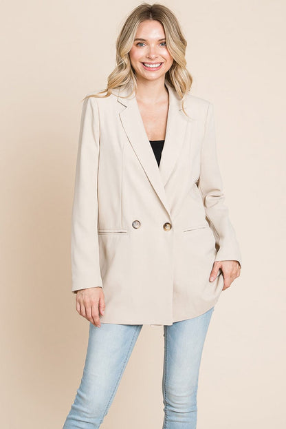 Long Double Breasted Lapel Collar Blazers
