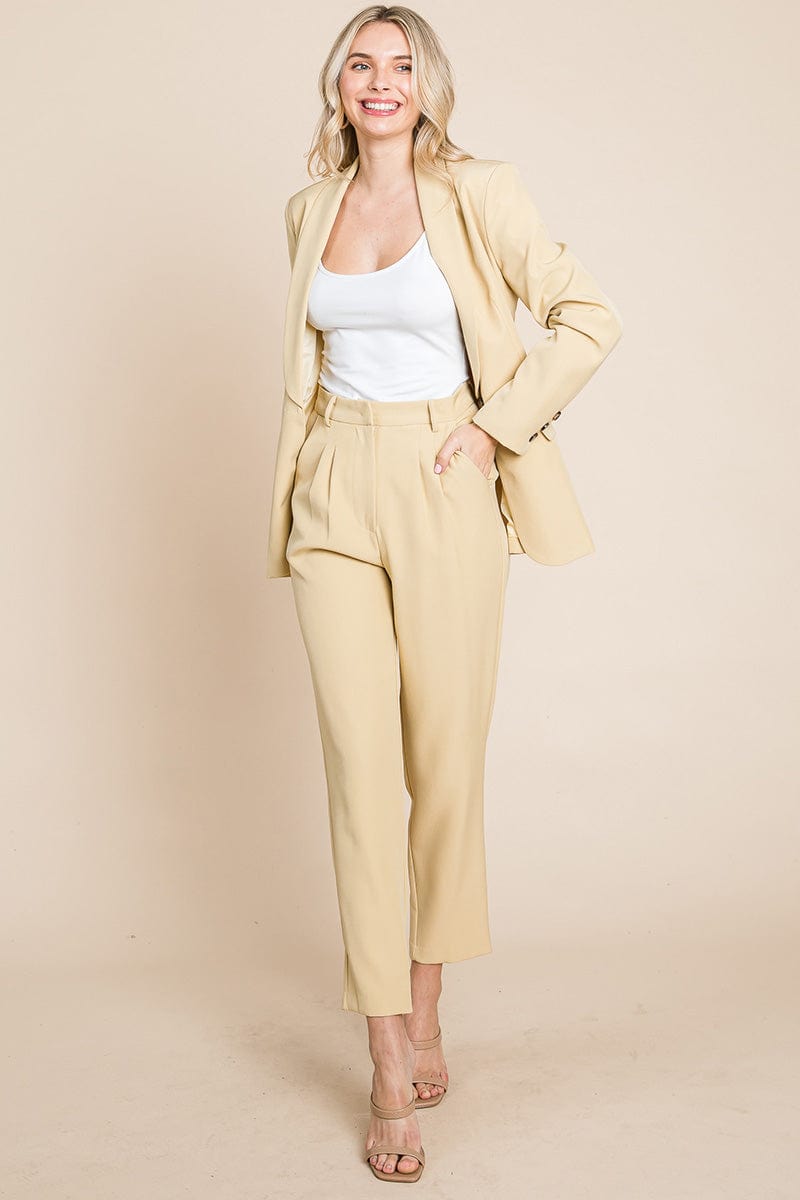 Single Breasted Blazer & High Waisted Pants Set