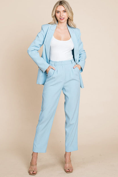 Single Breasted Blazer & High Waisted Pants Set