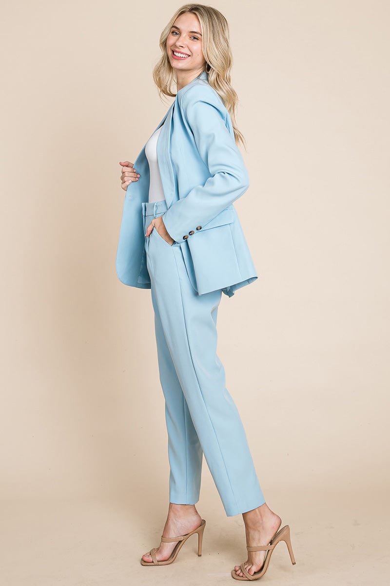 Single Breasted Blazer & High Waisted Pants Set