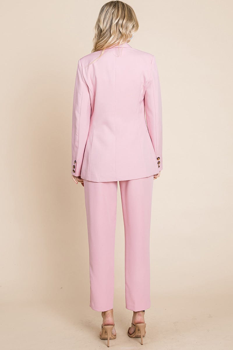 Single Breasted Blazer & High Waisted Pants Set